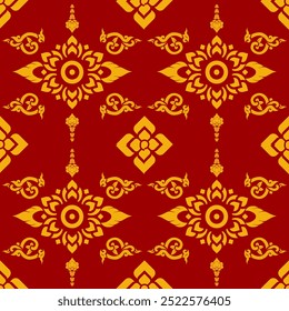 Ornate traditional pattern in red and gold hues