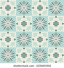 Ornate trendy design ceramic tile blue color, Arabic style decorative wall decoration, vector illustration