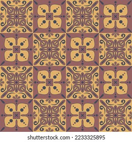 Ornate trendy design ceramic tiles arabic style decorative wall decoration, vector illustration