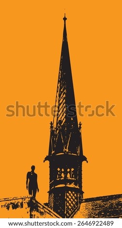 Ornate turret spire abstract silhouette