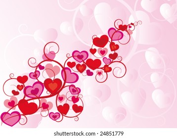 Ornate valentine vector with hearts