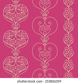 Ornate Vector Borders Hearts Line Art Stock Vector (royalty Free 