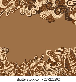 Ornate vector card template. Hand drawn abstract background. Pattern for your design wallpapers, frames, pattern fills, web page backgrounds, surface textures.