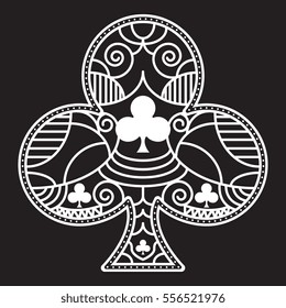 An ornate vector club from a custom set of poker suits.