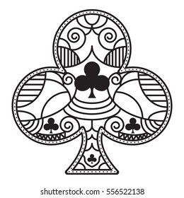 An ornate vector club from a custom set of poker suits.