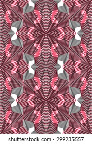 Ornate vector colorful abstract background with graphic lines. Symmetric decorative overlay pattern, geometric illustration.