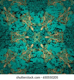 Ornate vector decoration. Damask dark blue and dark floral flower pattern background on vector.