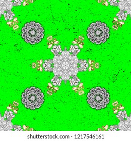 Ornate vector decoration. Damask gold green, white and black floral flower pattern background on vector.