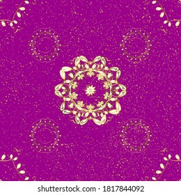 Ornate Vektordekoration. Damast, violetter und beiger Blumenhintergrund auf Vektorgrafik.