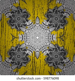 Ornate vector decoration. Damask gold yellow floral flower pattern background on vector.