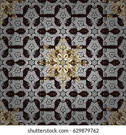 Ornate vector decoration. Damask gold brown floral flower pattern background on vector.