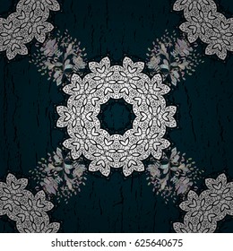 Ornate vector decoration. Damask gray blue floral flower pattern background on vector.