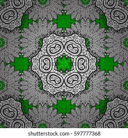 Ornate vector decoration. Damask rough green floral flower pattern background on vector.