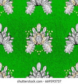 Ornate vector decoration. Damask white green floral flower pattern background on vector.