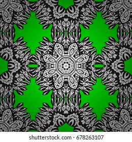 Ornate vector decoration. Damask white green and white floral flower pattern background on vector.