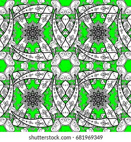 Ornate vector decoration. Damask white green and white floral flower pattern background on vector.