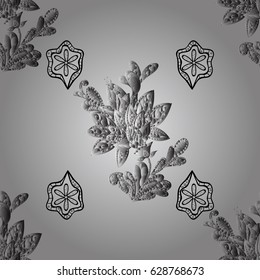 Ornate vector decoration. Dim element on gray background. Luxury, royal and Victorian concept. Vintage baroque floral seamless pattern in dim over gray.