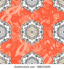 Ornate vector decoration. Golden element on background. Luxury, royal and Victorian concept. Vintage baroque floral seamless pattern in gold over.