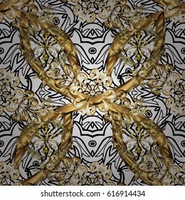 Ornate vector decoration. Golden element on white background. Luxury, royal and Victorian concept. Vintage baroque floral pattern in gold over white and grey.