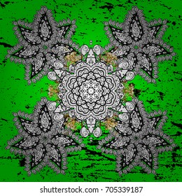 Ornate vector decoration. Luxury, royal and Victorian concept. Vintage baroque floral pattern in over white. Element on green background.