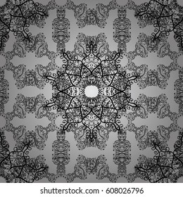 Ornate vector decoration. Seamless damask pattern background for wallpaper design in the style of Baroque. Gray pattern on gray background with gray elements.