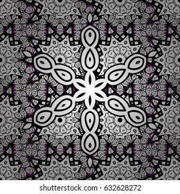 Ornate vector decoration. Seamless damask pattern background for wallpaper design in the style of Baroque. White pattern on magenta background with white elements.