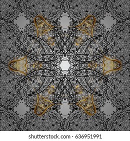 Ornate vector decoration. Seamless damask pattern background for wallpaper design in the style of Baroque. Dim pattern on gray background with dim elements.