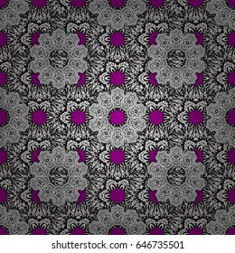 Ornate vector decoration. Seamless damask pattern background for wallpaper design in the style of Baroque. White pattern on magenta background with white elements.