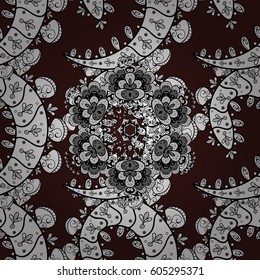 Ornate vector decoration. White element on brown background. Luxury, royal and Victorian concept. Vintage baroque floral seamless pattern in light over brown.