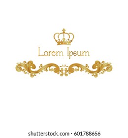 Ornate vector. Decorative golden heraldic floral elements on white background. In vintage style. You can use for wedding decoration of greeting card and laser cutting.