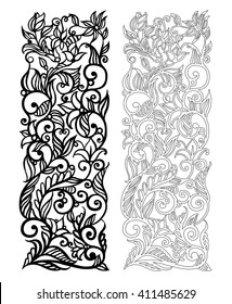 Ornate vector floral pattern for cutting on white background