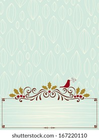 Ornate vector frame with bird. Seamless background. 
