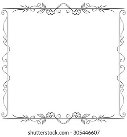 Ornate vector frame on white background. Hand drawing
