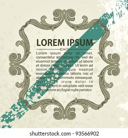 ornate vector frame ornaments with sample text grunge style