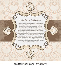 Ornate vector frame. Vintage design