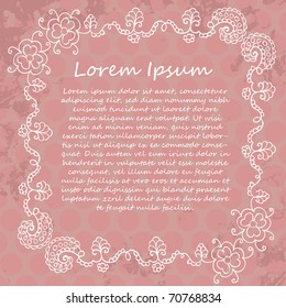 Ornate vector frame. Vintage design for Valentine's Day