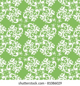 ornate vector green white seamless pattern
