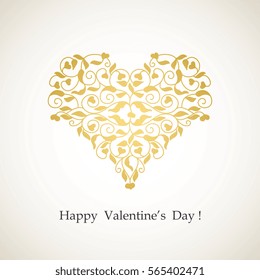 Ornate vector heart . Elegant element for  design. Lace floral illustration for wedding invitations, greeting cards, Valentines cards.