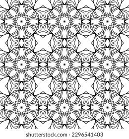 Ornate Vector Line Art Seamless Pattern. Ideal for Wall Art and Wrapping Paper Design.