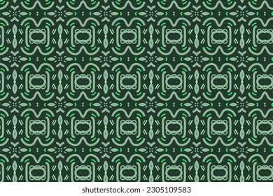 Ornate Vector Line Art Seamless Pattern. Ideal for Wall Art and Wrapping Paper Design in green color.