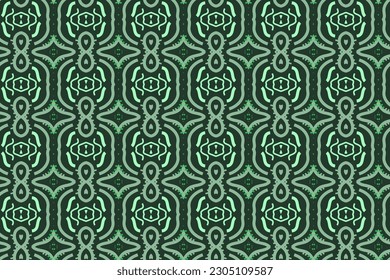 Ornate Vector Line Art Seamless Pattern. Ideal for Wall Art and Wrapping Paper Design in green color.