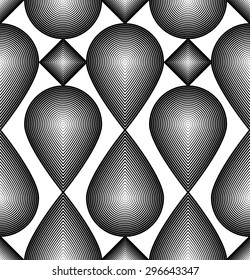 Ornate vector monochrome abstract background with black lines. Symmetric decorative graphical pattern, geometric illustration.