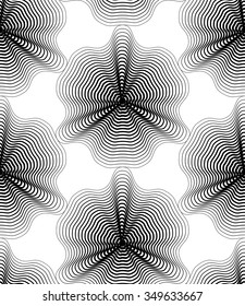 Ornate vector monochrome abstract background with black lines. Symmetric decorative graphical pattern, geometric illustration.