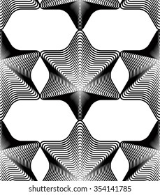 Ornate vector monochrome abstract background with black lines. Symmetric decorative graphical pattern, geometric illustration.