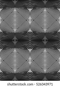 Ornate vector monochrome abstract background with overlapping black lines. Symmetric decorative graphical pattern, geometric stripy illustration.