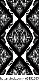 Ornate vector monochrome abstract background with black lines. Symmetric decorative graphical pattern, geometric illustration.