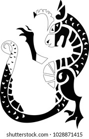 Ornate vector pattern design for t-shirt print. Dragon ornate vector illustration for t-shirt print and tattoo design.