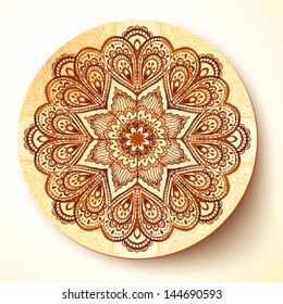 Ornate vector plate with indian style ornament
