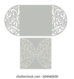 Ornate vector round pattern for cutting or lazer-cut on white background. floral pattern for greeting card.