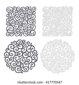 Ornate vector round and square pattern for cutting or lazer-cut on white background